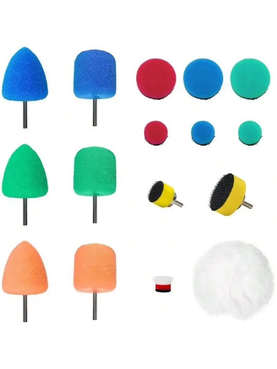 16PCS Buffing Polishing Pads, Car Detail Sponge Buffing Polisher Wool Pads Rotary Tools, Auto Waxing Detailing Kit Cordless