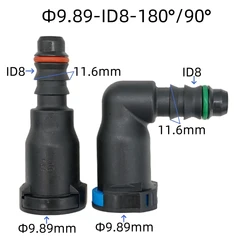high quality 9.89mm ID8 90 degree SAE 10 Fuel pipe joint plastic fittings Fuel line quick connector for VW for Volkswa 2pcs