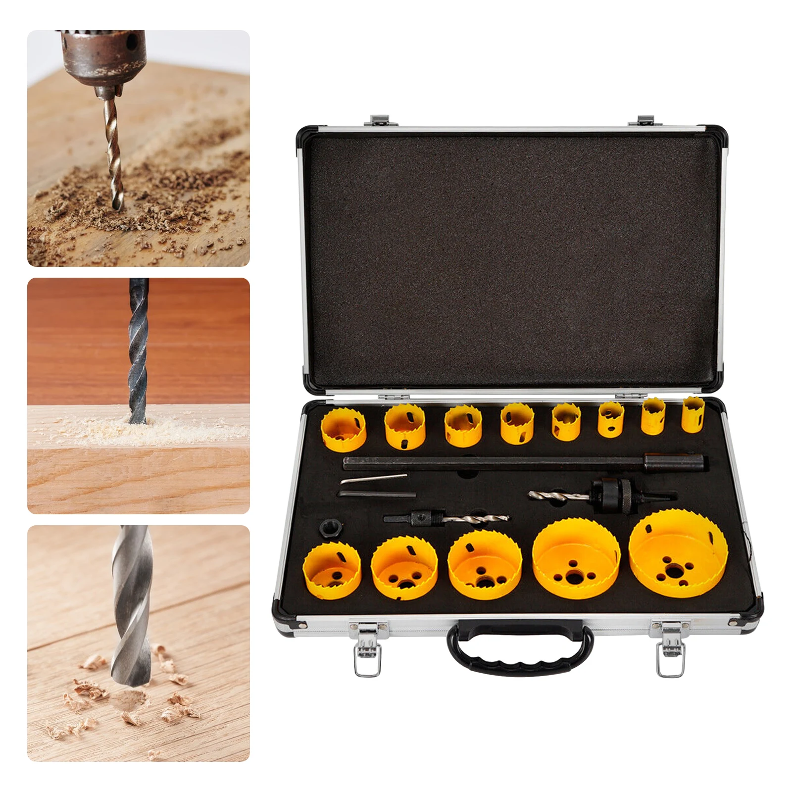 17Piece Hole Saw Set HSS Bi-Metal Drillable Bit,Circular Hole Saw,Drill Bit for Cutting Wooden Boards PVC Boards Stainless Steel