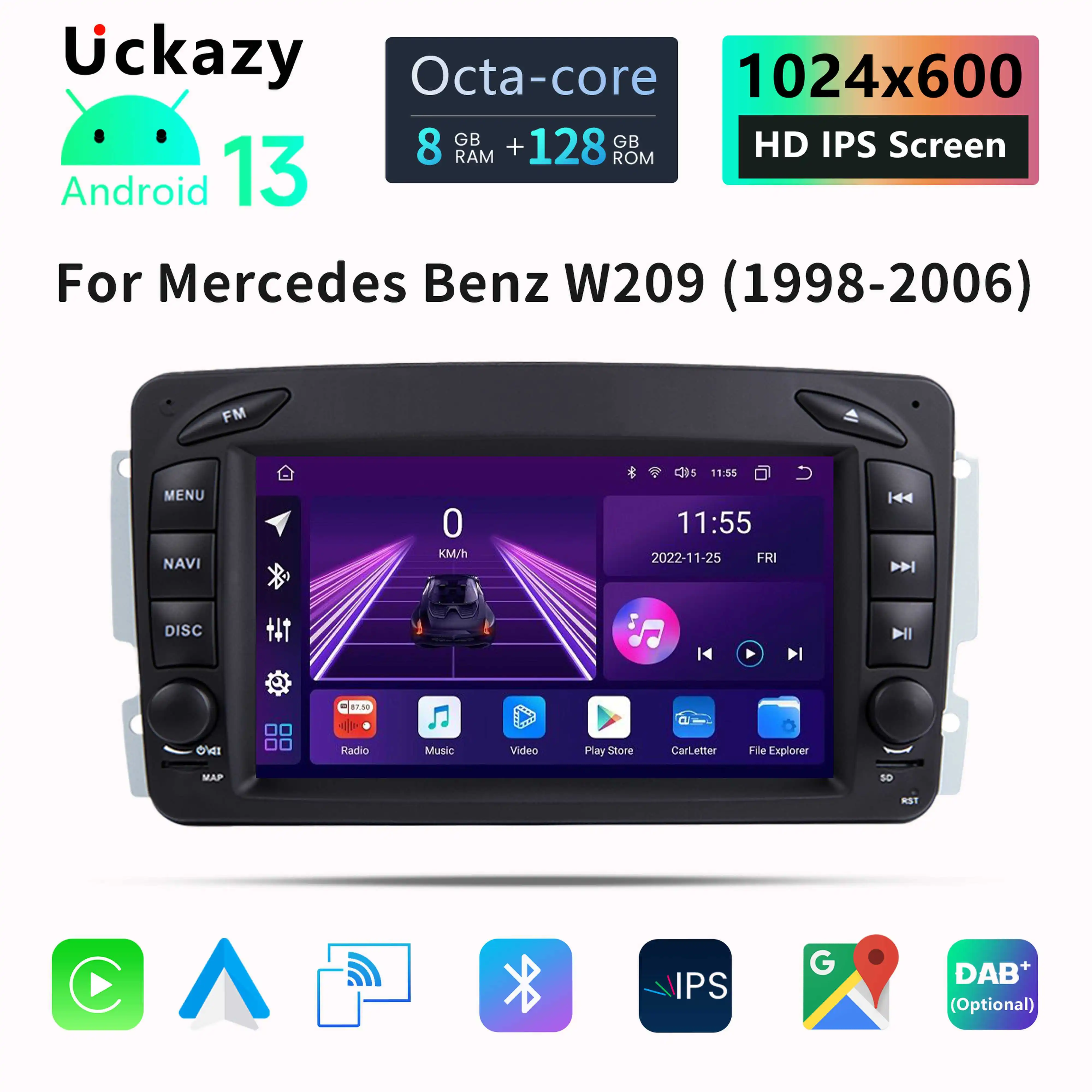 2 Din Android 13 Car Stereo For W203 Mercedes Benz Vito W639 W168VaneoClk W209 W210 M/ML Radio Multimedia ScreenGPS Navi Carplay