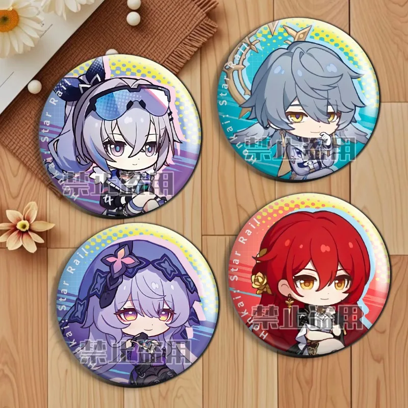 Hot Game  Honkai: Star Rail Cartoon Characters Badge March 7th Kafka Black Swan Silver Wolf Round Brooch Gift for Game Fans