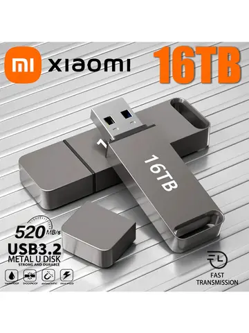 Xiaomi 16TB 플래시 드라이브 USB 3.2 고속 전송 유형 C U 금속 플래시 SSD 휴대용 미니 플래시 드라이브 메모리 방수 U 드라이브