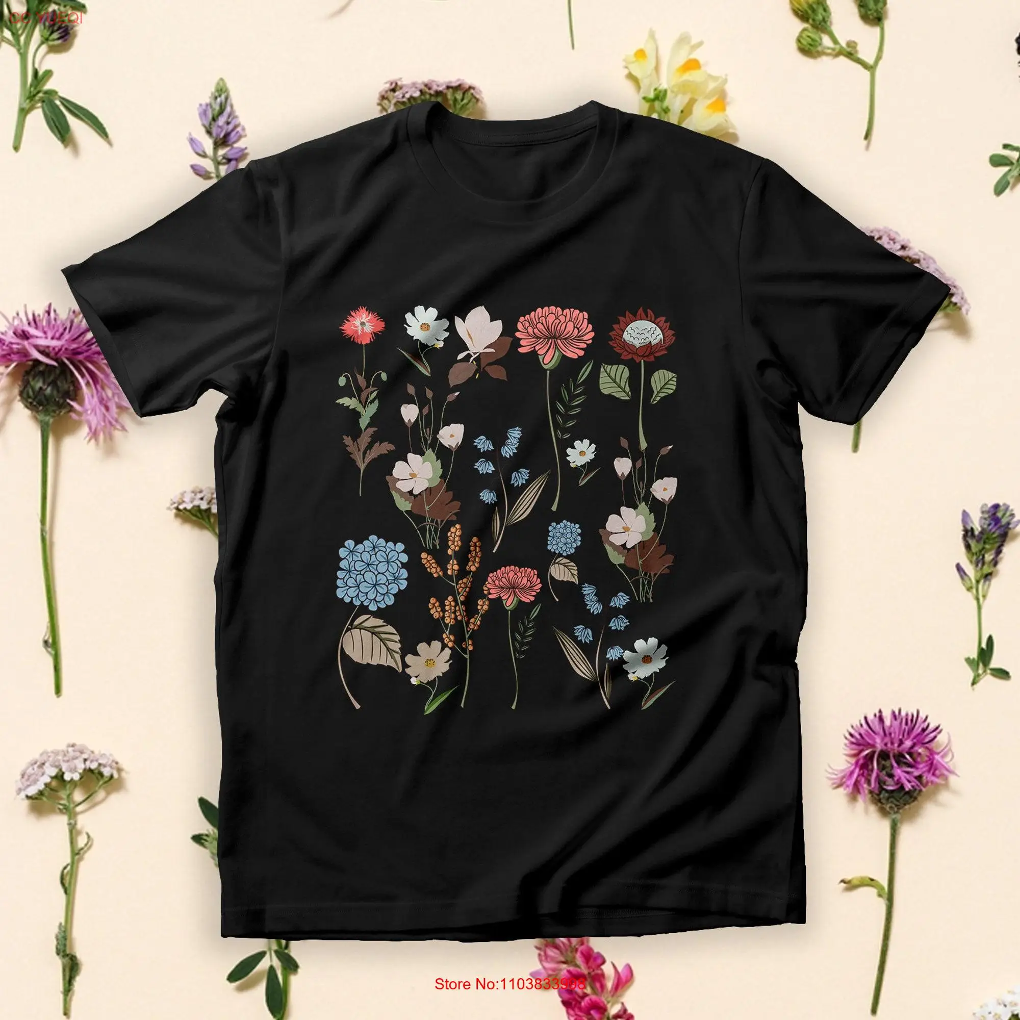 

Wildflowers T Shirt Floral Botanical Top Nature Inspired Cottagecore Garden Lover Wild Flowers long or short sleeves