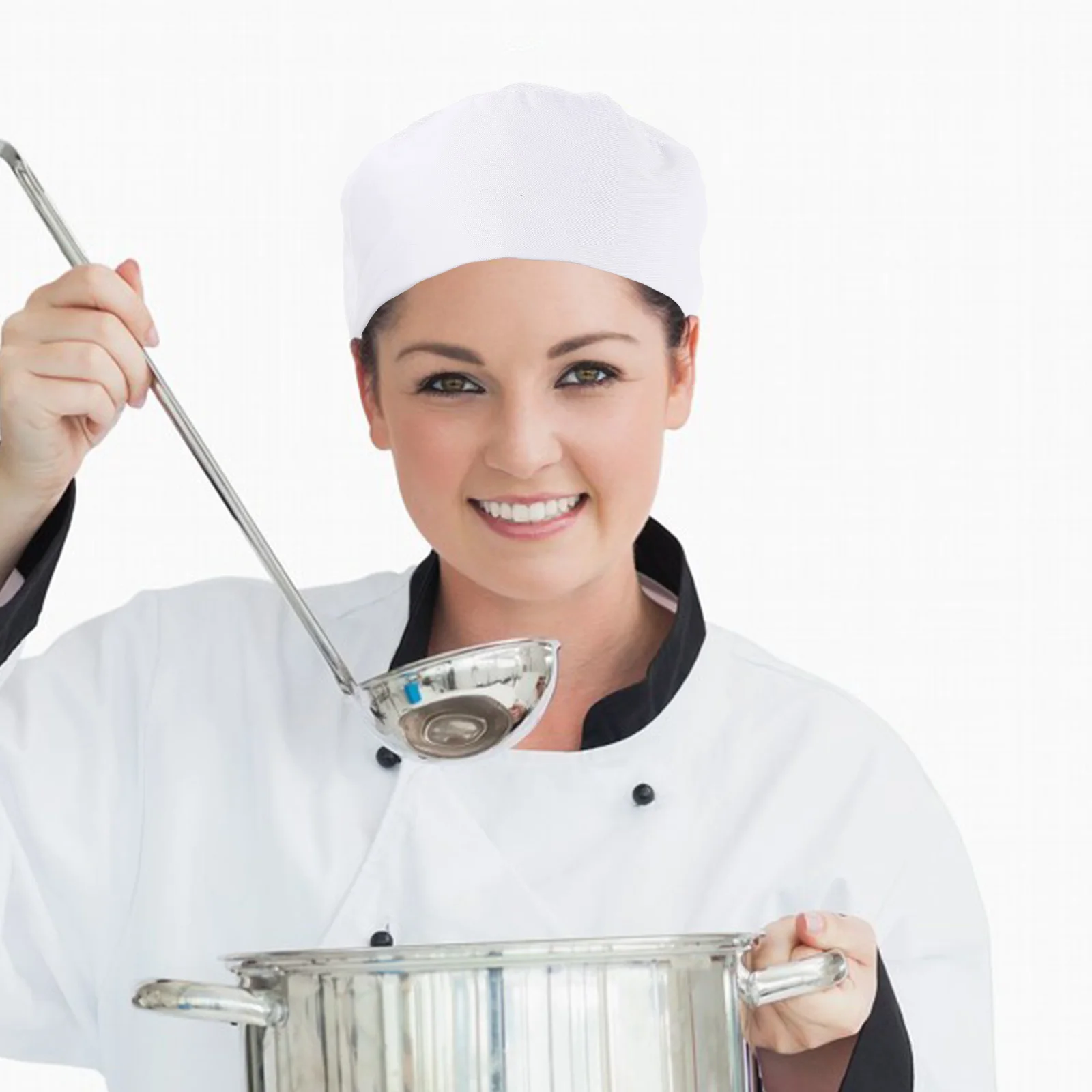 

Chef Hat Unisex Cotton Culinary Cap Kitchen Work Skull Pastry Breathable Hat Fabric Cook Sushi Working Popcorn Beanie