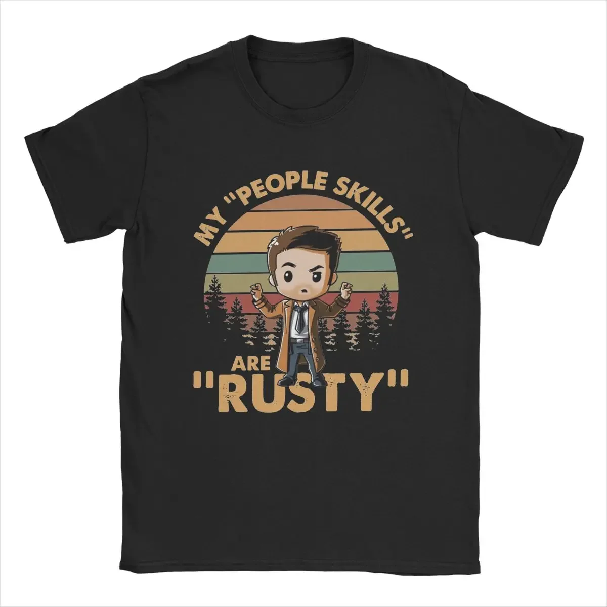 Castiel Supernatural My People Skills Are Rusty Men T Shirt Novelty Tee Shirt Round Neck T-Shirts 100% Cotton Original Tops