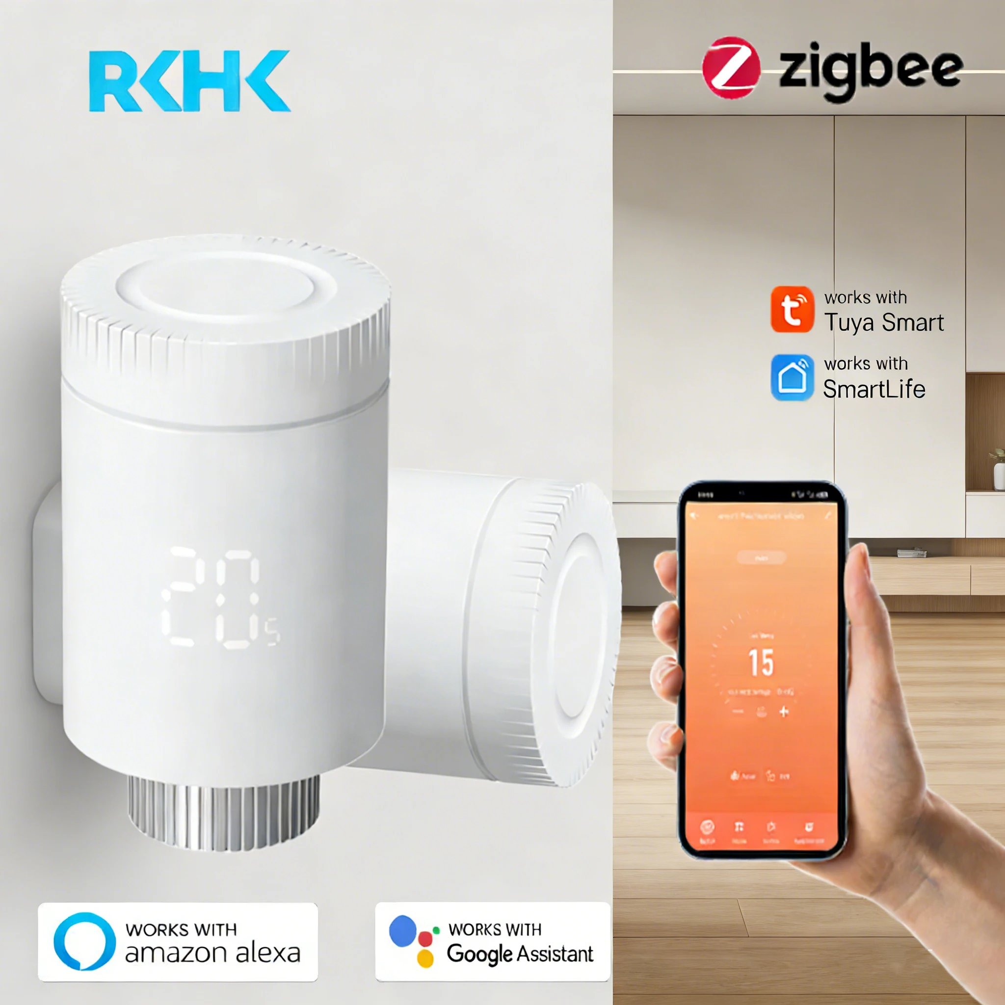 

Умный термостат Tuya Smart TRV, интеллектуальный радиаторный клапан ZigBee, работает с Alexa, Google Home и Алисой