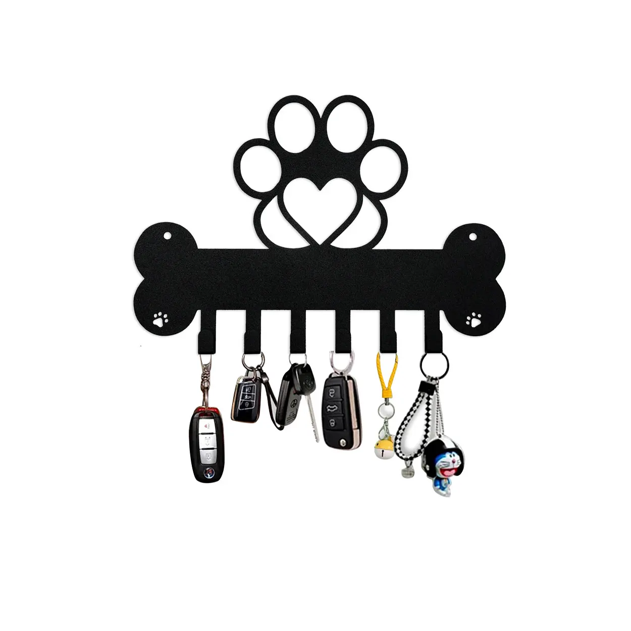 Metal Dog Leash Holder for Wall, Pet Leash Hook Bone and Paw Design, Unique Metal Key Holder Wall Mount, Dog Decor Gifts