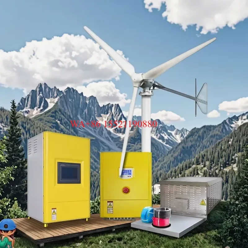 WMWMNU 10KW Solar Wind Turbine Hybrid System for Home with MPPT Solar Charge Controller and Hybrid Inverter for Wind Power