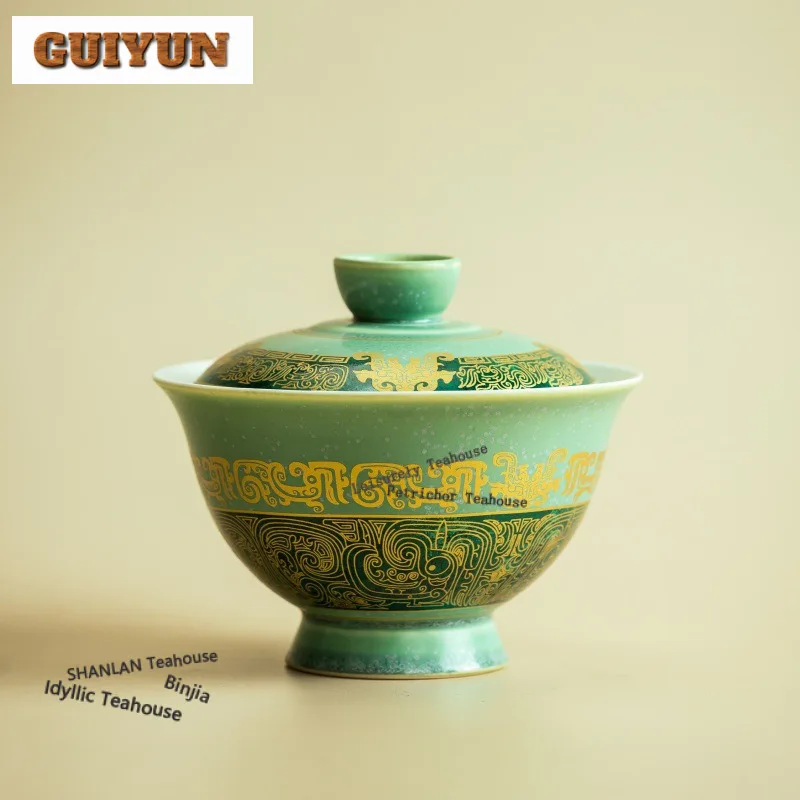 

Sanxingdui Бронзовый возрастной культурный креативный керамический гаваньский ретро чайный вкус чайная чаша с крышкой комплект для приготовления чая крышка украшение миски