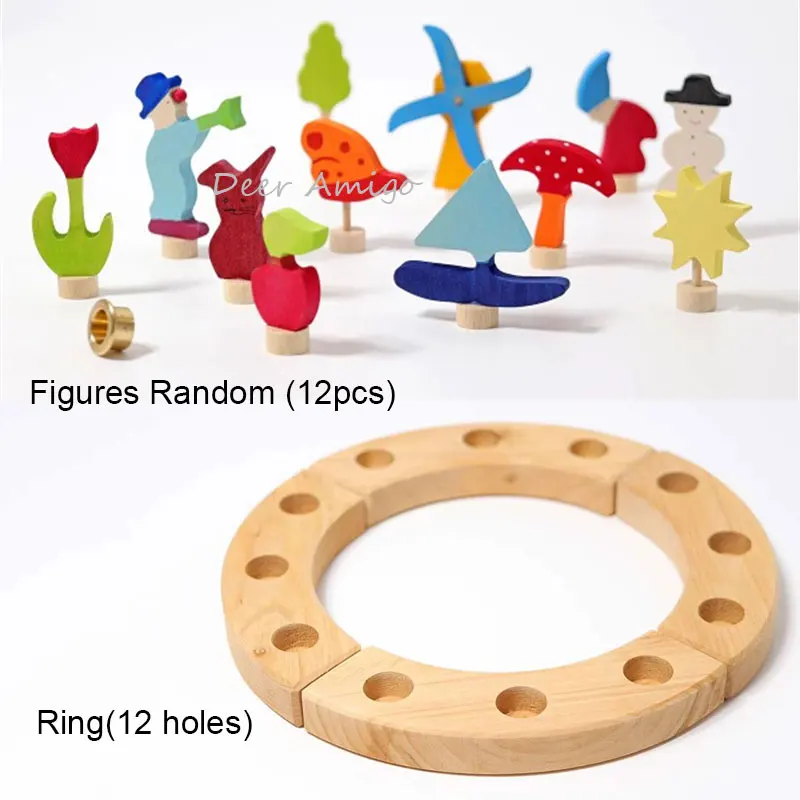 

Wooden Ring Figures Toys Birthday Celebration Festive Seasonal Decorations Rings Kids Waldorf Decorative Figures Toys Collection