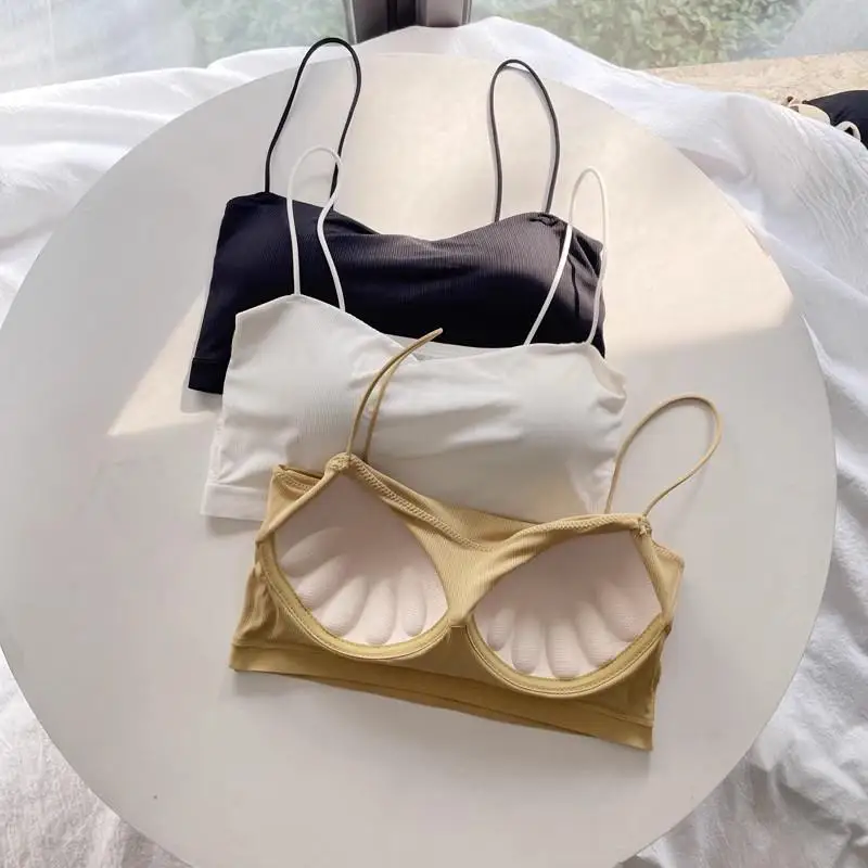 2023 Ice Silk Tube Top Women's Underwear Thin Summer Small Chest Appears Large Seamless Beautiful Back Strap Wrap Chest Anti-...
