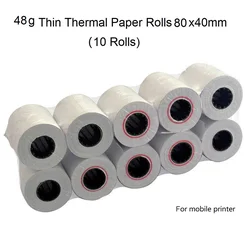 10 Rolls 18 Meter Length 48g Thin Thermal Paper Rolls 80x40mm Printing Paper Thermal Receipt Paper for Cash register POS System