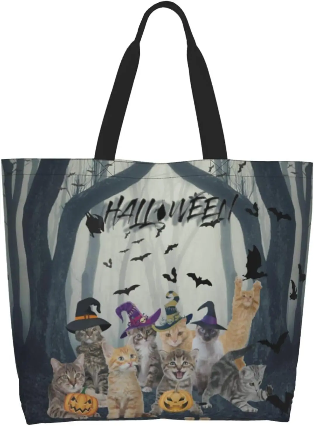 حقيبة حمل قماشية للهالوين السعيدة، حقيبة كتف للهالوين، حقائب بقالة كاجوال للخروج