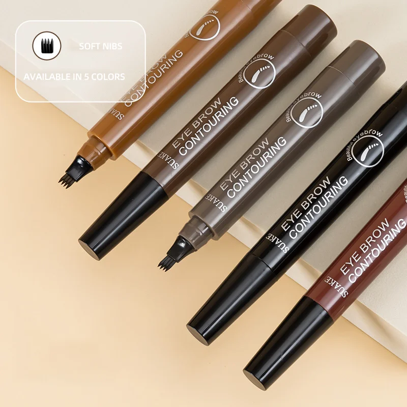 Stereoscopic eyebrow hair distinctive 4-pronged wild water eyebrow pencil lasting non-staining waterproof sweatproof non-fading