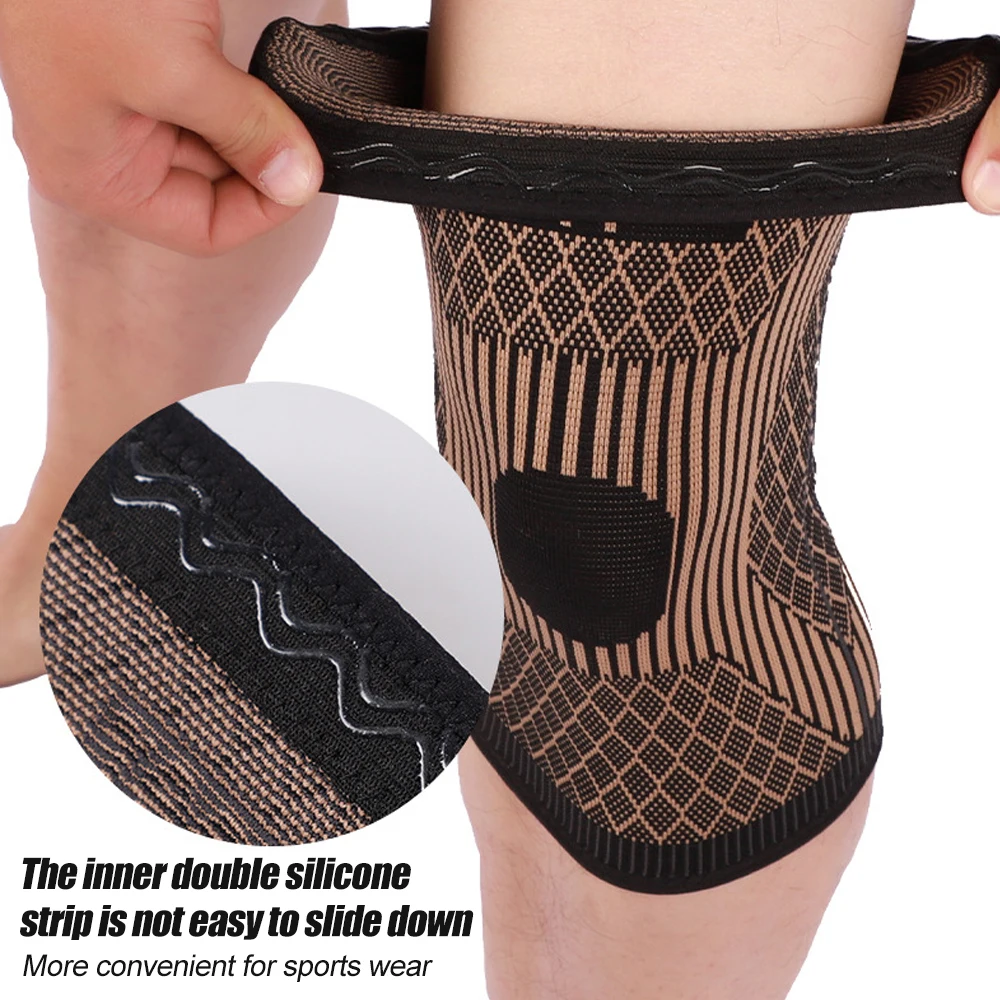 1PCS Copper Knee Support Pad Braces for Arthritis Joint Pain Relief Compression Knee Sleeve for Sports Fitness Workout Running