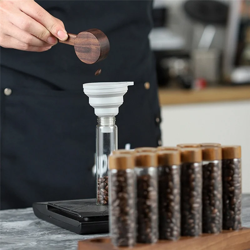 

Wooden Coffee Bean Storage Tube Container 12 Testing Single Dose Holder Glass Stand