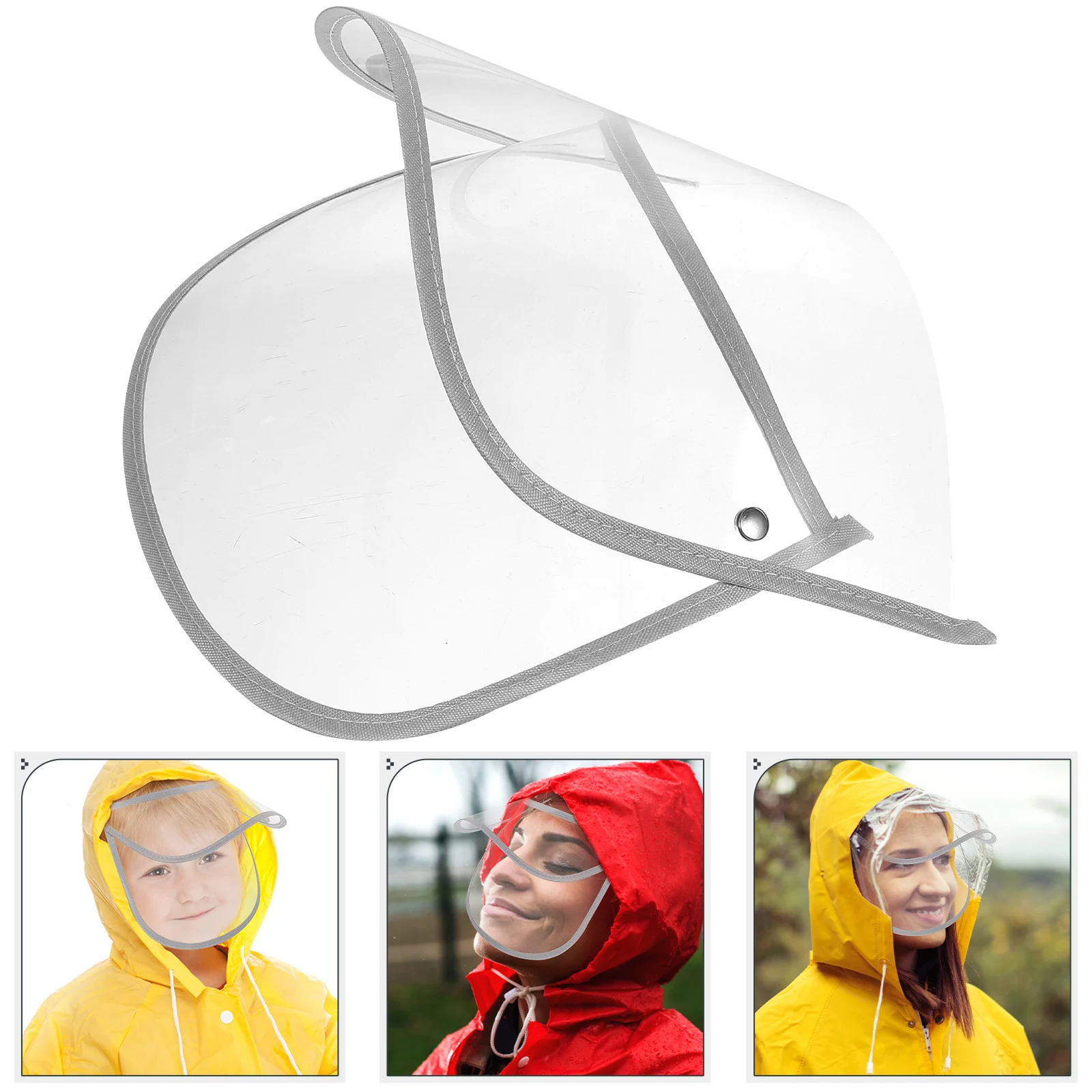 

Raincoat Accessory Transparent Hat Brim Face Protector Easy Installation Hat Brim Rain Poncho Face Protector Raincoat Accessory