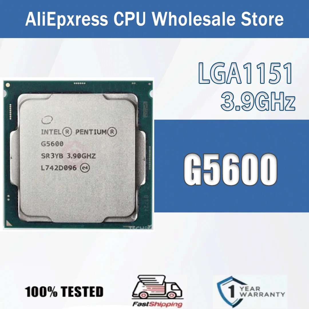 Intel Pentium G5600 2 Núcleos 4 Subprocesos 3.90GHz 54W 4MB Caché 14nm LGA1151 SR3YB DDR4-2400 MHz Coffee Lake UHD Graphics 630