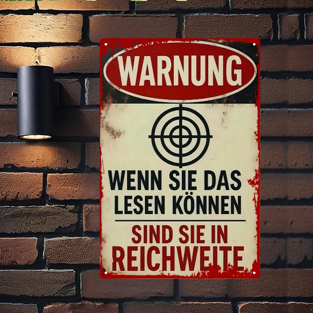 8x12 Inches Vintage German Shooting Range Sign - Heavy-Duty Metal Tin Board for Wall Mount, Home/Outdoor/Gun Club Decor, Best Gi