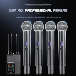 Nuovo! Microfono Wireless professionale karaoke Home System Stage performance UHF Dynamic 4 Channel Handheld