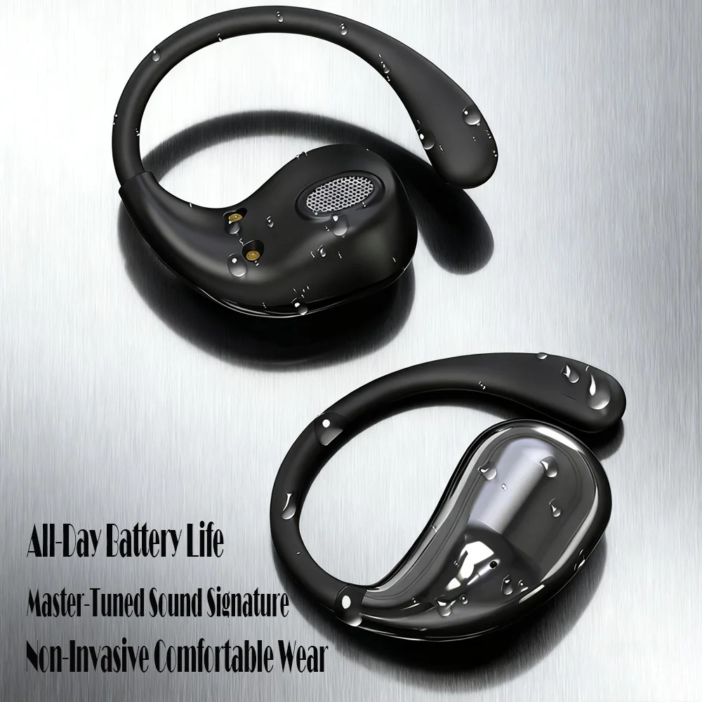 الأصلي سماعة لاسلكية تعمل بالبلوتوث الأذن هوك سماعات سماعات HiFi ستيريو سماعات مقاومة للماء LED عرض طويل الاستعداد اللمس سماعات الأذن