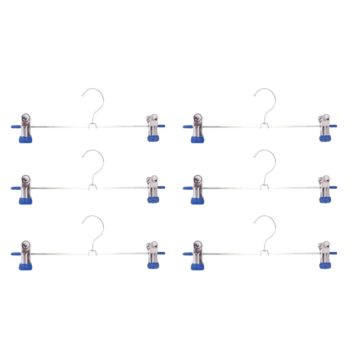 

6pcs StainlessSteel Hangers NonSlip Clips Adjustable DryingRack Pants BlueColor Saver