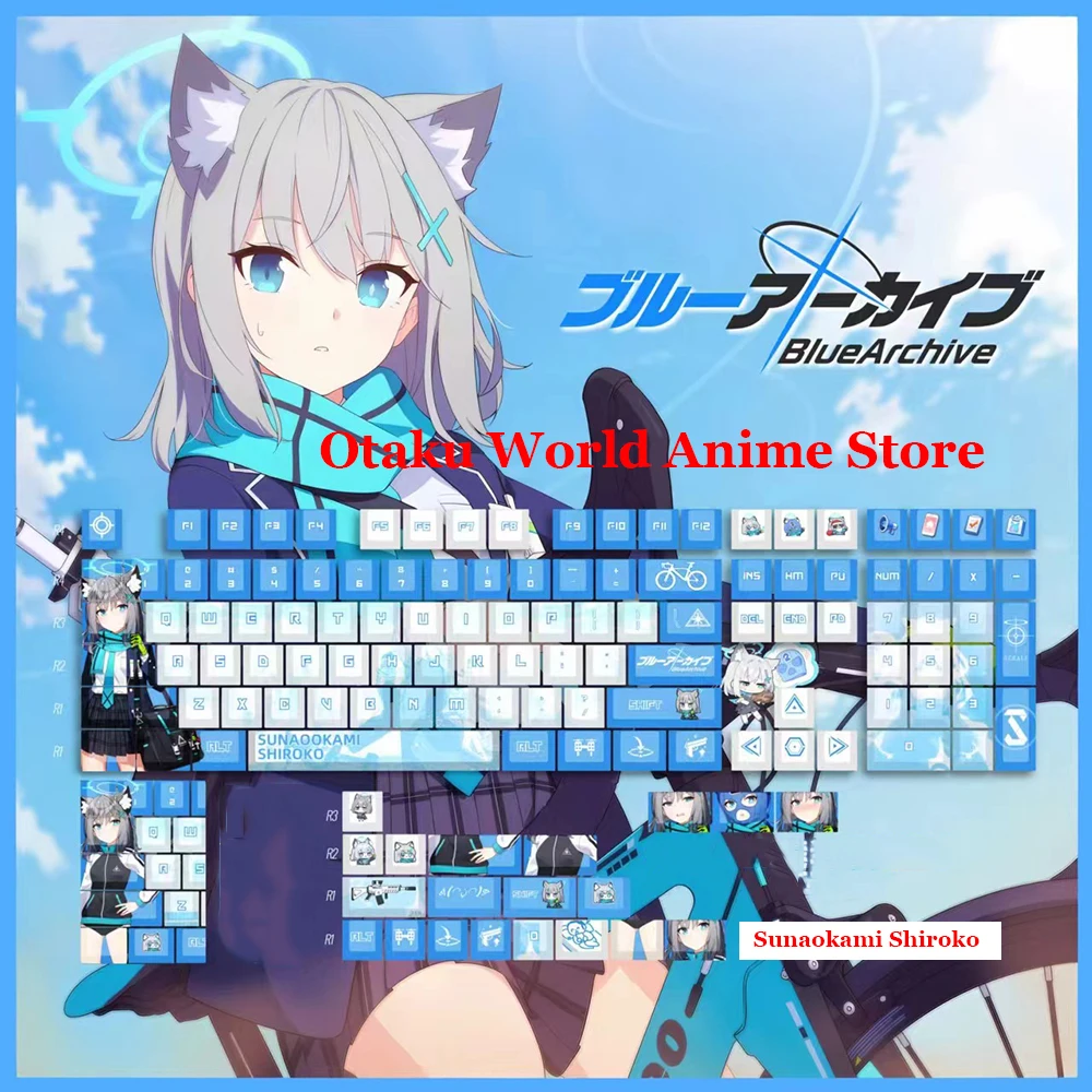 

Anime Blue Archive Sunaokami Shiroko Keycaps Cosplay PBT Transparent 108 Key Cap Mechanical Keyboard Accessories Game Supplies