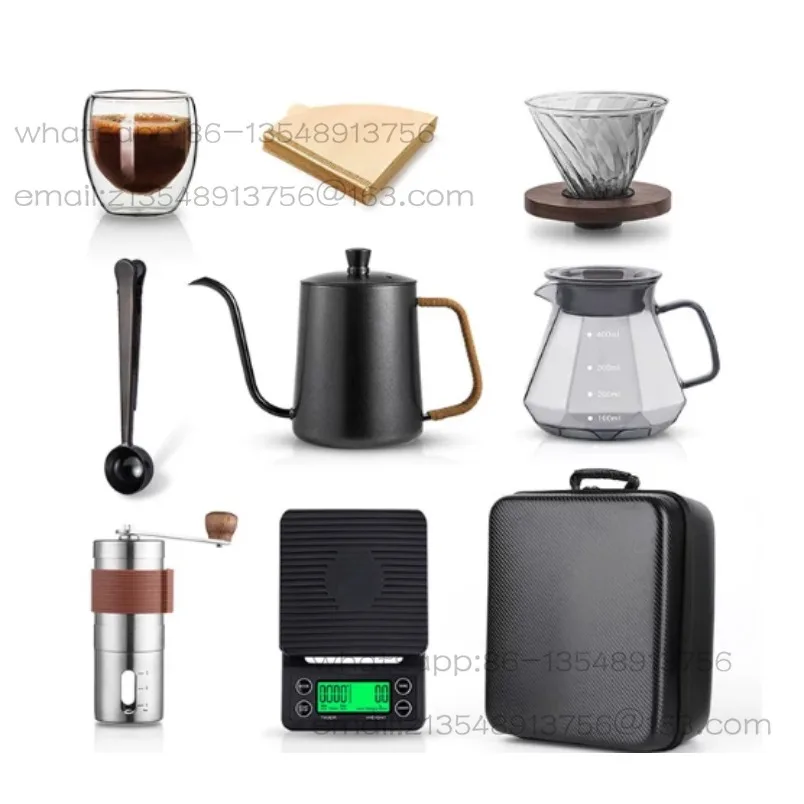 Factory direct sales Hand brewed coffee set Outdoor camping coffee equipment Full set Portable