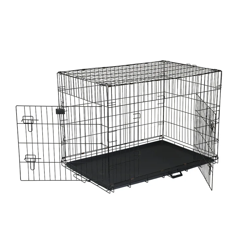 Multi-door wire dog cage with tray Small and medium-sized dog collapsible pet cage Indoor rectangular teddy dog cage