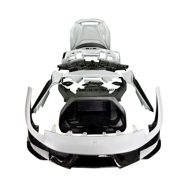 Upgraded Pista Style Carbon Fibre Body Kit Bumper Hood Trunk Side Skirt Spoiler Diffuser Side air Intake for F488