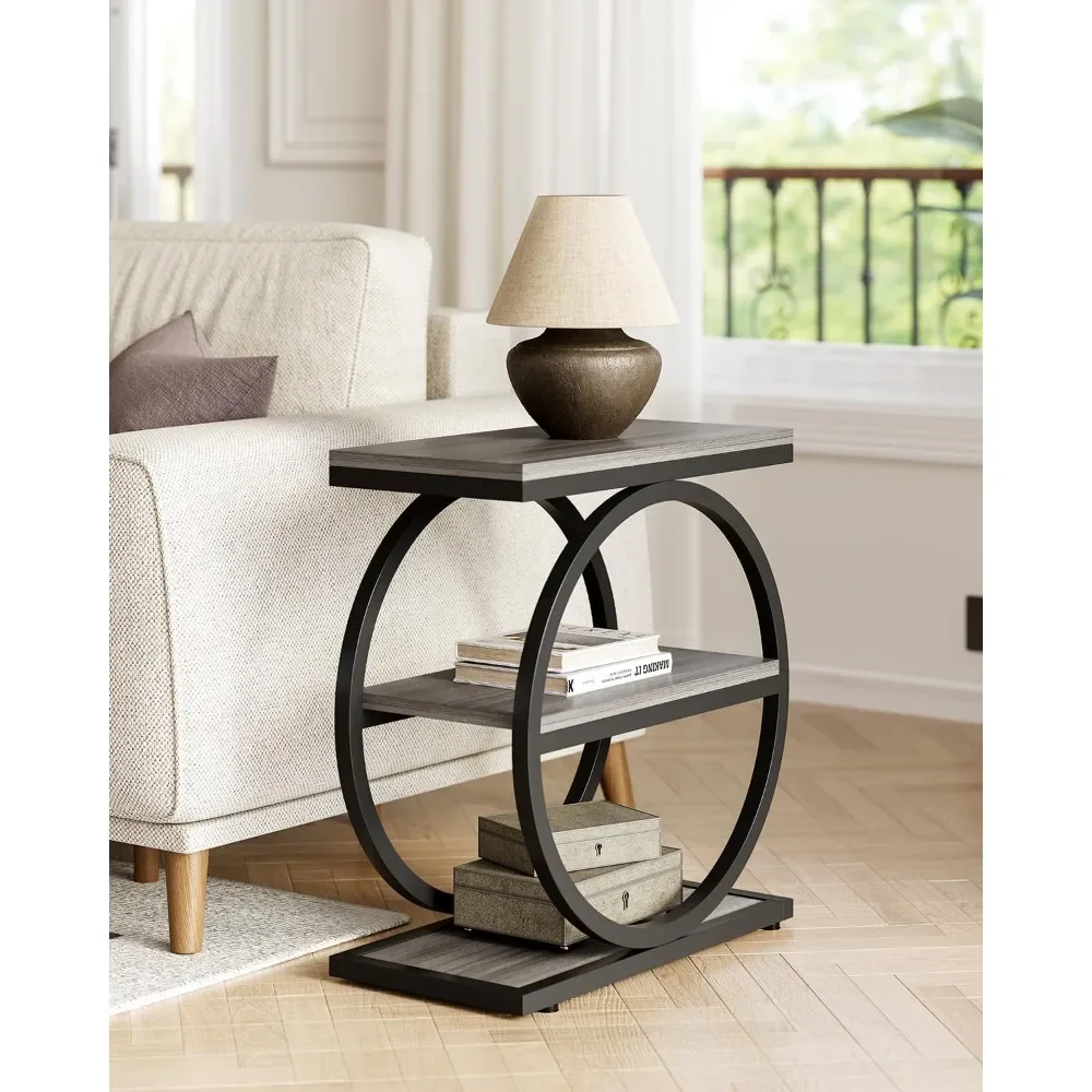 

End Table, 3-Tier Side Table, Sofa Side Table for Living Room, Bedside Table for Bedroom, Easy Assembly End Tables