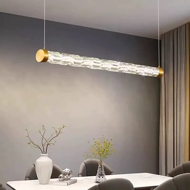 Italian Minimalism LED Pendant Lights Designer Glass Strip Chandelier Parlor Restaurant Bar Counter Home Decor Ceiling Fixtures