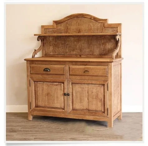 American rural solid wood dining side wine cabinet, European retro old dining side cabinet bar counter