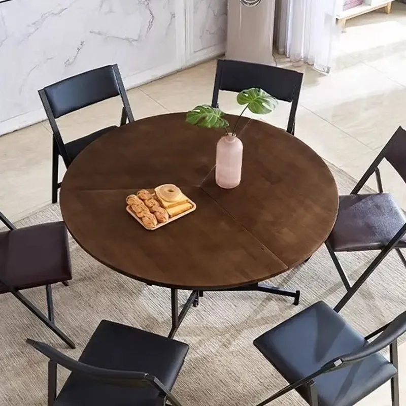 Solid wood foldable dining table, multi-functional folding table, movable pulley, small apartment artifact