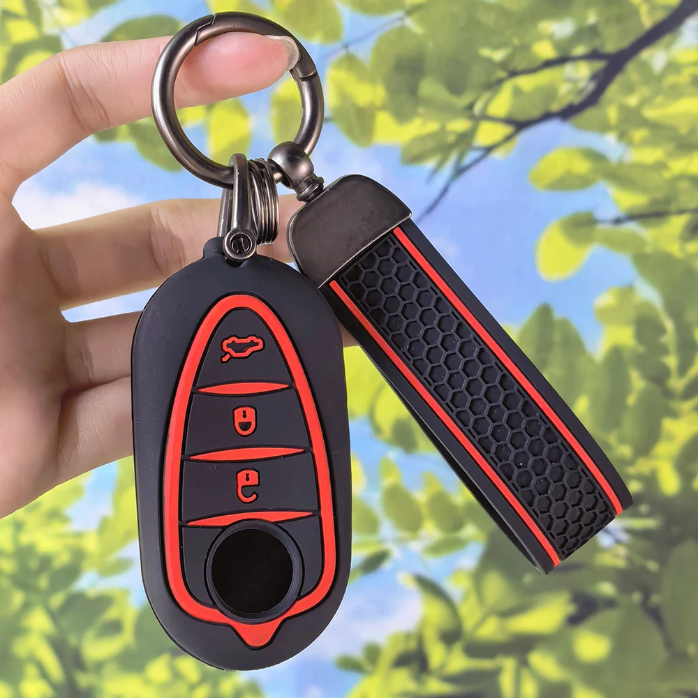 Soft Anti‑Slip Silicone Remote Key Holder with Keychain for Alfa Romeo Giulietta Mito 159 4C Myth GTO GTA Auto Protective Shell