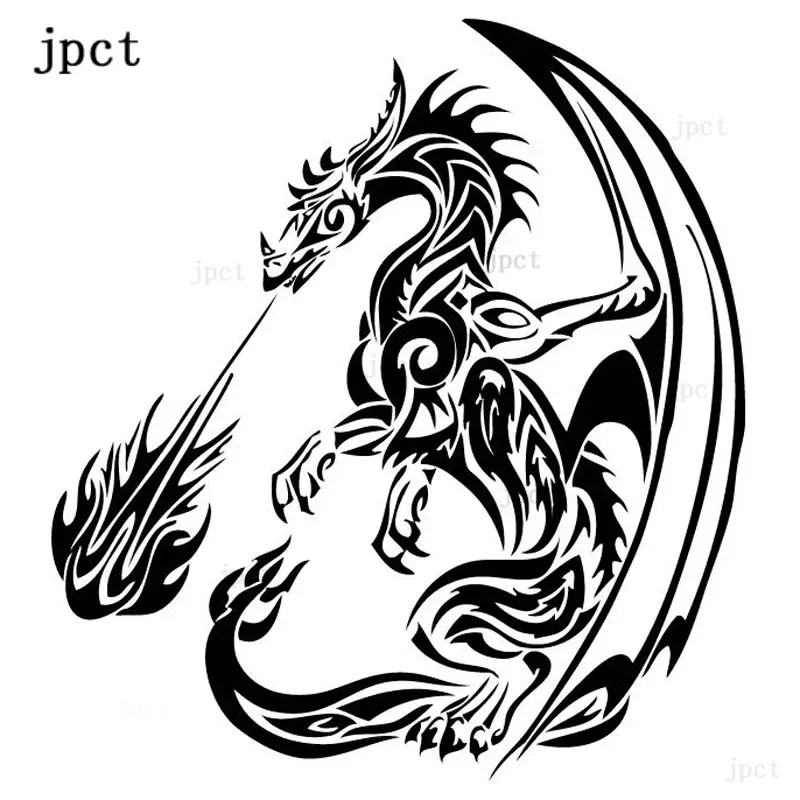 

CTCM 22,6 см * 25 см виниловый автомобиль в Форме Дракона пламени черный/серебряный аксессуары Фотоэлементы водонепроницаемый чехол наклейка на ...