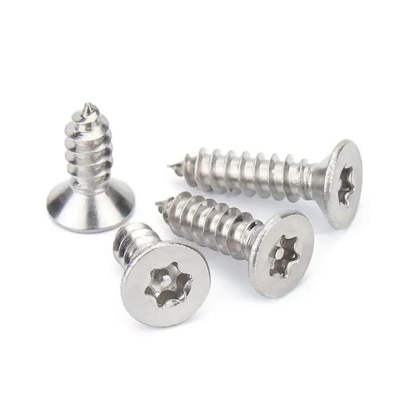 

304 Stainless Steel Six Lobe Torx Countersunk Flat Head With Pin Tamper Proof Security Self-tapping Wood Screw