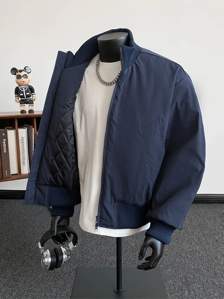 

Thiened Cotton Flight Jaet Bomber Бейсбольное зимнее пальто для мужчин с воротником-стойкой Длинная застежка-молния Све Теплое молодежное пальто...