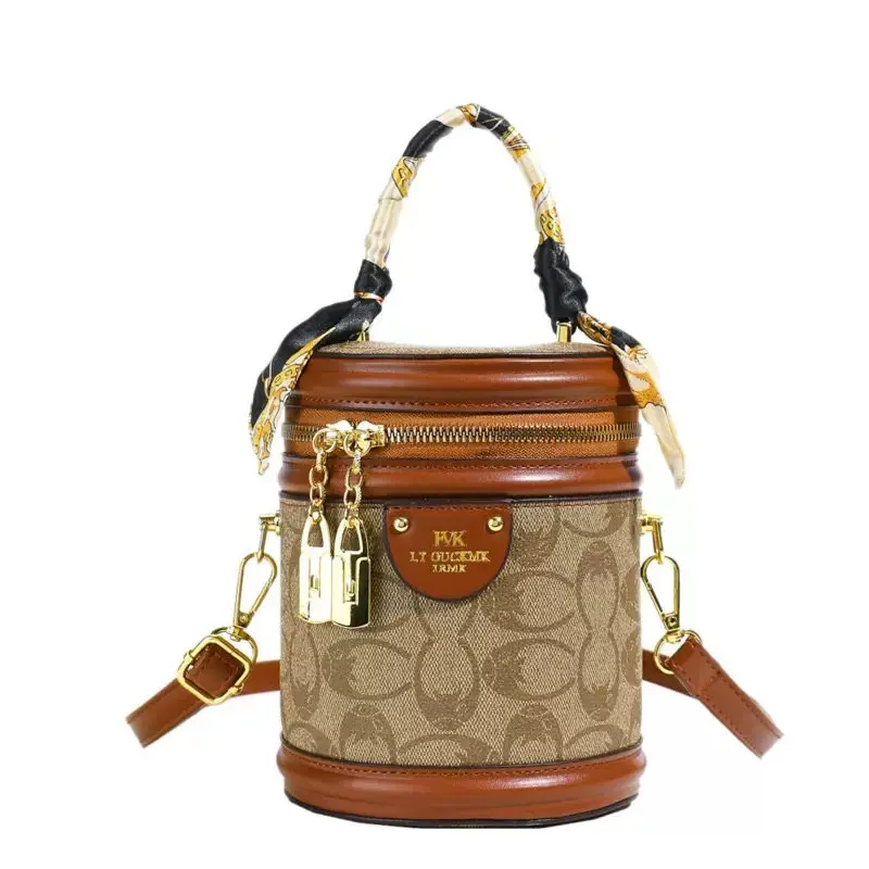 

Large capacity commuter bag new Joker Crossbody bag high-end niche ladies bag spring and summer cylindrical handbag bucket bag