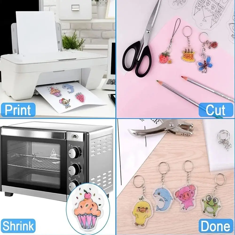 1Pcs Printable Shrink Plastic Sheets Translucent White Handmade Shrink Film 29x20cm Shrinky Art Papers for Inkjet Printer