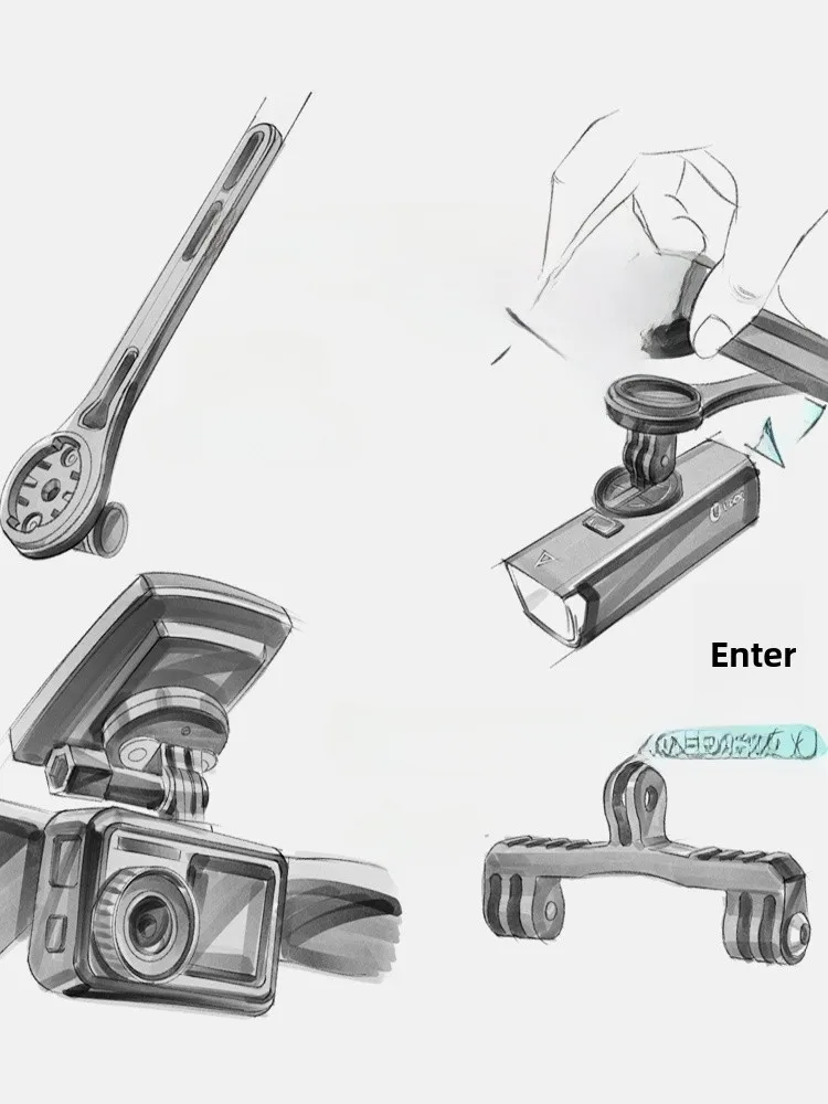 حامل متكامل للمقود من UXX للدراجات الهوائية والجبلية، حامل تمديد لعداد السرعة والإضاءة، قاعدة لكاميرا الرياضة، ملحق