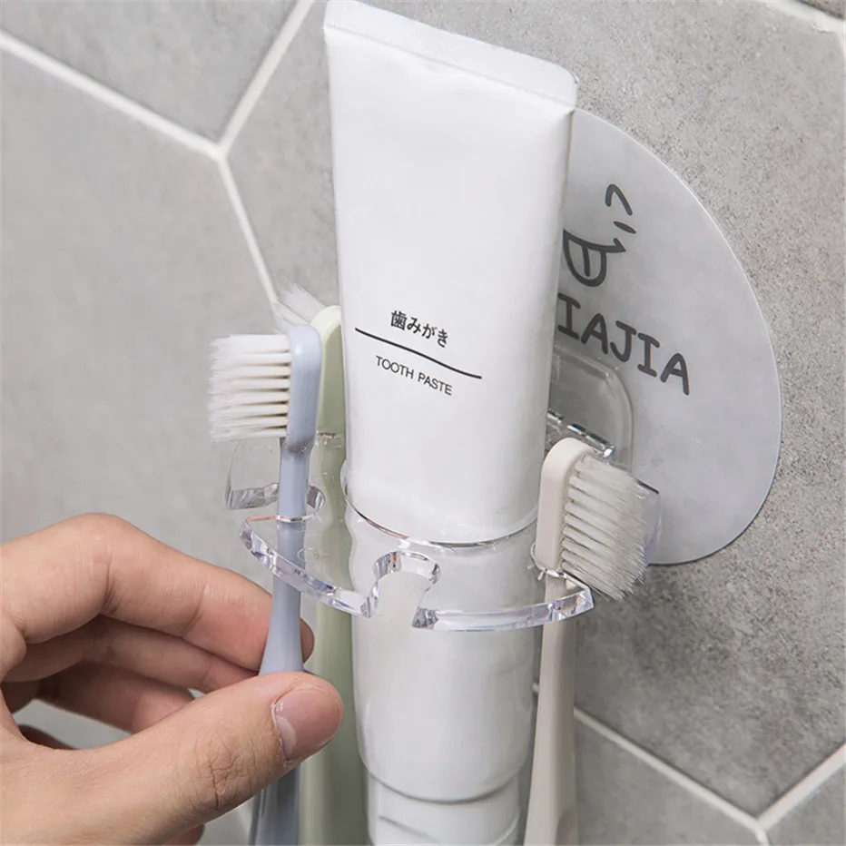Bathroom Accessories Plastic Toothbrush Holder Toothpaste Storage Rack Organizer Shaver Tooth Brush Stand Dispenser BathroomTool