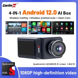 CarlinKit Dash Cam CarPlay Ai Box 4 in1 Wireless CarPlay Android Auto Android Tv Box 1080P HD GPS For YouTube Netflix Play Store