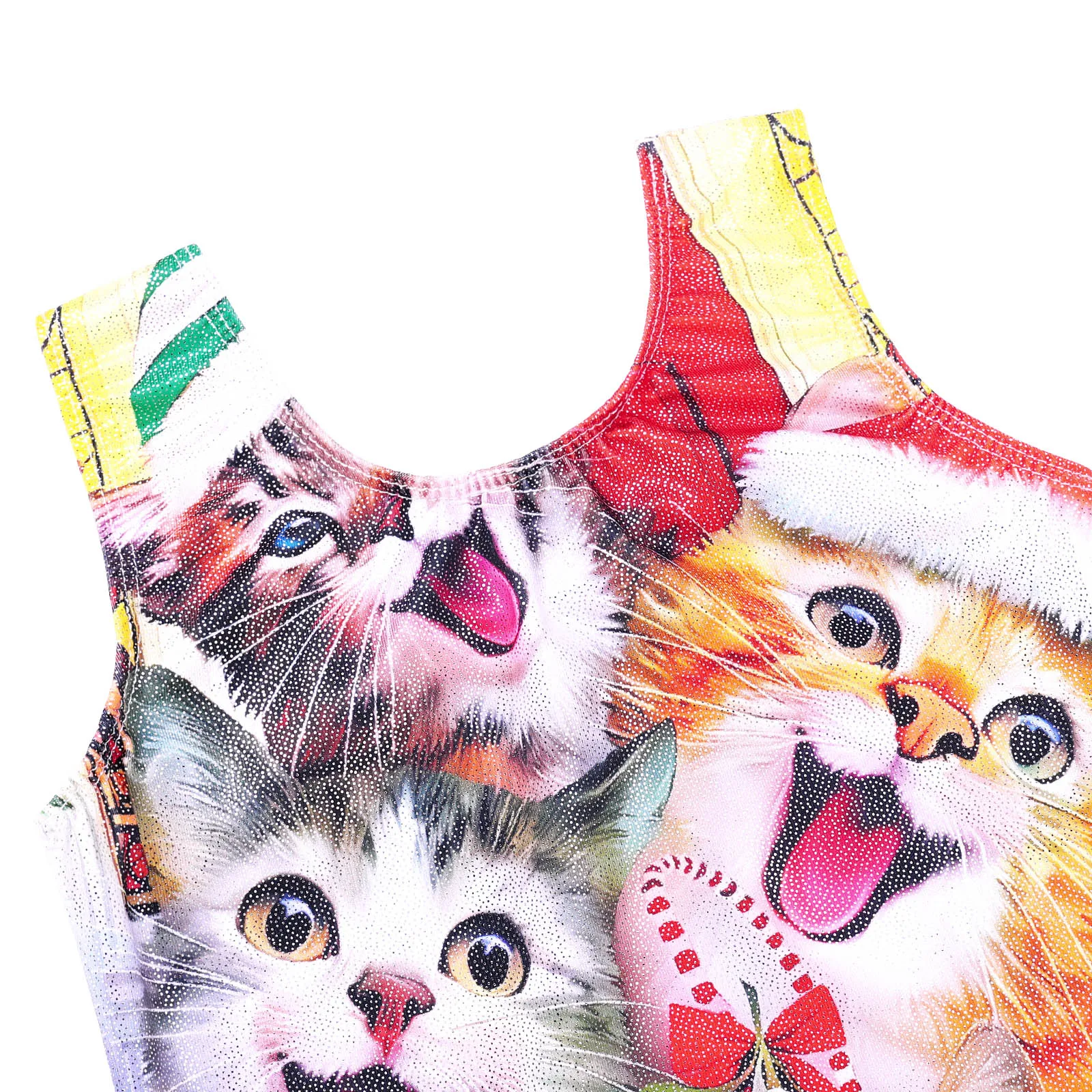 BAOHULU Sleeveless Gymnastics Leotard for Girls Bodysuit Cute Cat Print Performance Clothes Practice Outfit Ballet Costumes