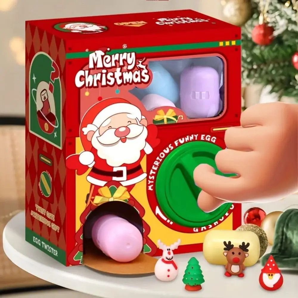 

Christmas Twist Egg Maker Cartoon Santa Elk Snowman Doll Egg Twisting Machine Christmas Gift Randomly Matches Mini Toy Blind Box