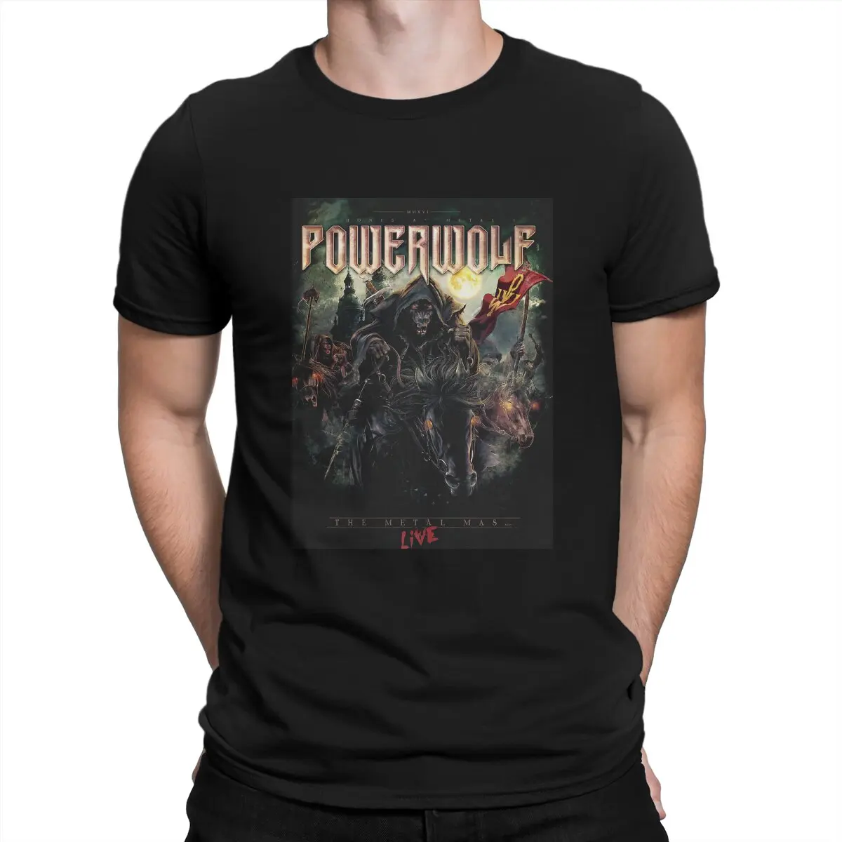 Novelty Powerwolf MusicI T-Shirt Men O Neck 100% Cotton T Shirts Powerwolf Band Short Sleeve Tee Shirt Printing Clothing