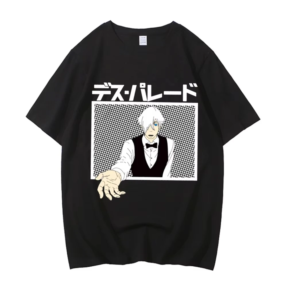 Men Death Parade Kaleidoscope Anime T-Shirt Crew Neck 100% Cotton Short Sleeve Tee Summer Casual Top 2026 Retro Casual Hot Sale