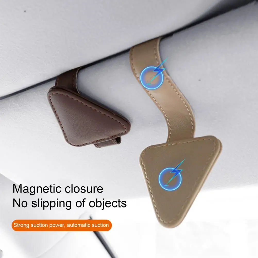 

Magnetic Leather Eyeglass Hanger Clip Universal Car Sunglasses Holder Magnetic Eyeglass Hanger Clip For Cars Ticket Card Clip