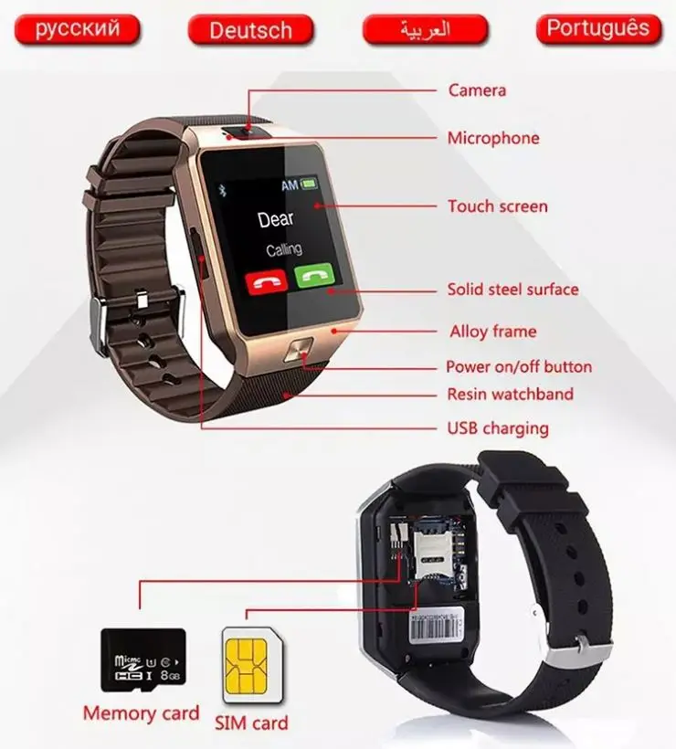 TJXL-Dz09 Smart Watch SIM Card for Men WiFi Sports Tracking Video Call Watch Android Mobile Phone Compatibility TFT for Samsung