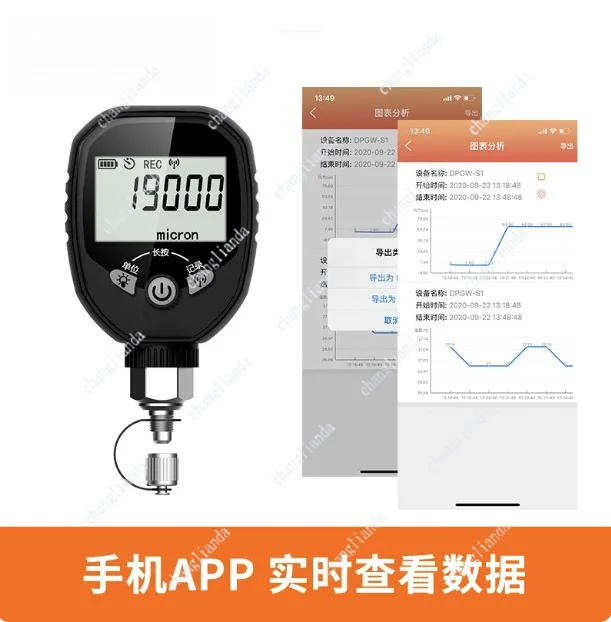VGW-760 Wireless Vacuum Tester 0-19000 1/4 Digital Vacuum Meter HVAC Air Conditioning Testing Unit